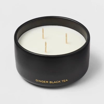 15oz Ceramic Jar 3-Wick Black Label Ginger Black Tea Candle - Threshold™ 4 15oz Ceramic Jar 3-Wick Black Label Ginger Black Tea Candle - Threshold™ - Image 2