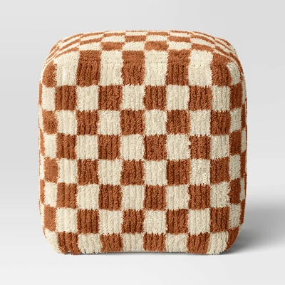 Checkerboard Pouf Mustard/Cream - Threshold™ 4 Checkerboard Pouf Mustard/Cream - Threshold™ - Image 2