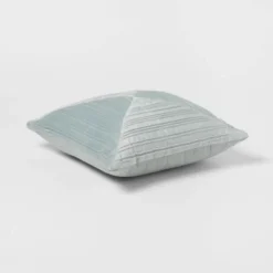 18"x18" Luxe Square Velvet Pleated Decorative Pillow Light Teal - Threshold™: Indoor Geometric Design, Polyester Velour -Threshold GUEST 9c5284bd 06f6 4553 80c4 52f502c6689a