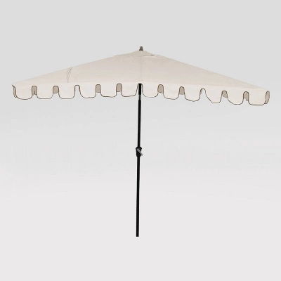 6.5'x10' Rectangular Scalloped Outdoor Patio Market Umbrella Off-White With Black Pole - Threshold™ 4 6.5'x10' Rectangular Scalloped Outdoor Patio Market Umbrella Off-White With Black Pole - Threshold™ - Image 2