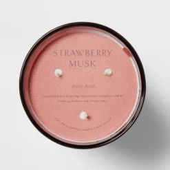 Colored Vase Glass With Dustcover Strawberry Musk Candle Red - Threshold™ -Threshold GUEST a1481056 0056 434b 8190 eafa8bcfa251