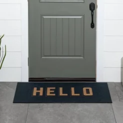 1'7.5"x3'11" 'Hello' Doormat Black/Tan - Threshold™ -Threshold GUEST a27f9ca5 14a7 4fc2 8728 28e6d1b52f17