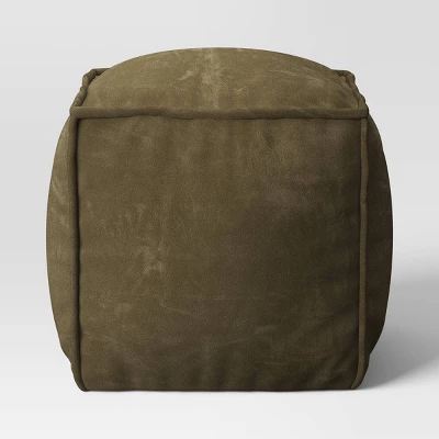 Costa Cotton Velvet Pouf With Removable Fill Olive Green - Threshold™ 4 Costa Cotton Velvet Pouf With Removable Fill Olive Green - Threshold™ - Image 2