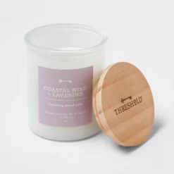 9oz Milky White Glass Woodwick Candle With Wood Lid And Stamped Logo Coastal Wind And Lavender - Threshold™ 5 9oz Milky White Glass Woodwick Candle With Wood Lid And Stamped Logo Coastal Wind And Lavender - Threshold™ -Threshold GUEST a3975729 5a1a 483b 9dda ac43a5a603c4