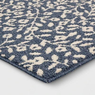 28"x84" Botanical Washable Runner Rug Indigo - Threshold™ 4 28"x84" Botanical Washable Runner Rug Indigo - Threshold™ - Image 2