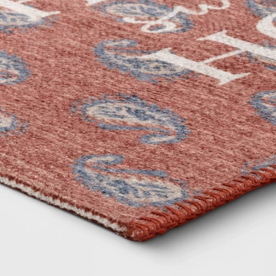 1'8"x2'10" Washable 'Home Sweet Home' Paisley Accent Rug Red - Threshold™ 4 1'8"x2'10" Washable 'Home Sweet Home' Paisley Accent Rug Red - Threshold™ - Image 2
