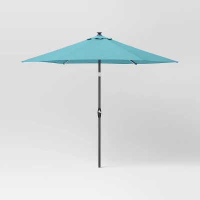 9' Round Solar Outdoor Patio Market Umbrella Turquoise - Threshold™ 8 9' Round Solar Outdoor Patio Market Umbrella Turquoise - Threshold™ - Image 6