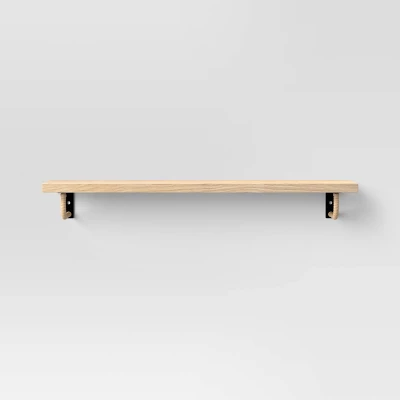 24" X 6" Woodgrain Shelf With Wrapped Rattan Bracket Brown - Threshold™ 4 24" X 6" Woodgrain Shelf With Wrapped Rattan Bracket Brown - Threshold™ - Image 2