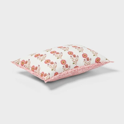 Sunflower Dec Pillow Oblong Ivory/Melon Pink/Gold/Green - Threshold™: Cotton Voile, Indoor Use, Floral Design 4 Sunflower Dec Pillow Oblong Ivory/Melon Pink/Gold/Green - Threshold™: Cotton Voile, Indoor Use, Floral Design - Image 2