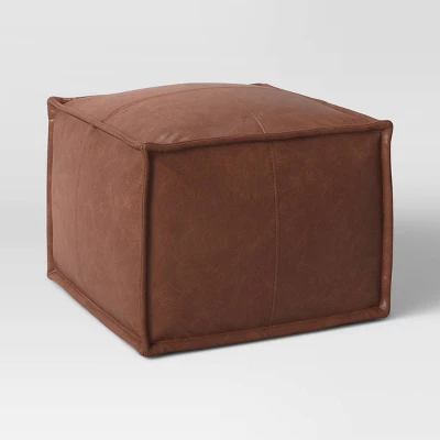Earl Faux Leather French Seam Ottoman - Threshold™ 3 Earl Faux Leather French Seam Ottoman - Threshold™ - Image 2