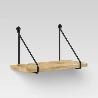 Wood Wall Shelf With Hanging Wire Natural/Black - Threshold™ 6 Wood Wall Shelf With Hanging Wire Natural/Black - Threshold™ - Image 4