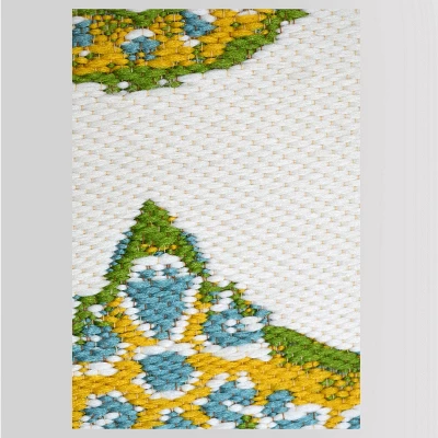 5' X 7' Sunshine Medallion Outdoor Rug Yellow - Threshold™ 5 5' X 7' Sunshine Medallion Outdoor Rug Yellow - Threshold™ - Image 3