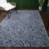 9'2"x12' Paisley Outdoor Rug Blue - Threshold™: Weather-Resistant Traditional Area, Woven Polypropylene