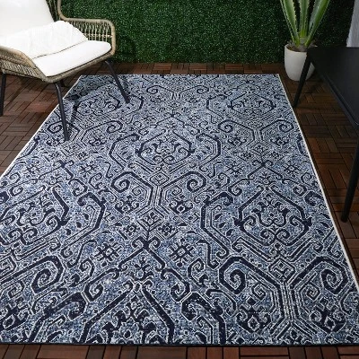 9'2"x12' Paisley Outdoor Rug Blue - Threshold™: Weather-Resistant Traditional Area, Woven Polypropylene 3 9'2"x12' Paisley Outdoor Rug Blue - Threshold™: Weather-Resistant Traditional Area, Woven Polypropylene