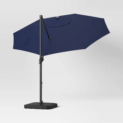 11'x11' Offset Solar Patio Umbrella - Black Pole - Threshold™ 4 11'x11' Offset Solar Patio Umbrella - Black Pole - Threshold™ - Image 2