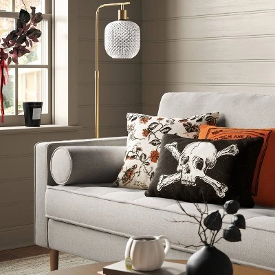 Halloween Botanical Woven Cotton Square Halloween Throw Pillow - Threshold™ 3 Halloween Botanical Woven Cotton Square Halloween Throw Pillow - Threshold™