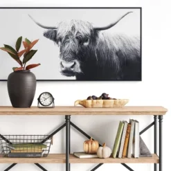 47" X 24" Highland Cow Framed Canvas - Threshold™