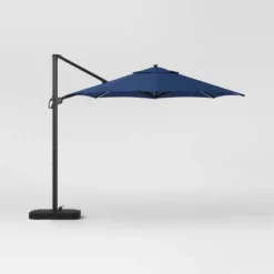 10' Round Solid Solar Offset Outdoor Patio Cantilever Umbrella With Black Pole - Threshold™ -Threshold GUEST c547d819 482b 468d 8a7a 0e010b6ad409