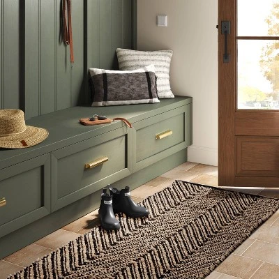 2'4"x7' Handloom Chevron Runner Rug Black - Threshold™: Jute & Cotton, Indoor, Abstract Pattern, OEKO-TEX Certified 3 2'4"x7' Handloom Chevron Runner Rug Black - Threshold™: Jute & Cotton, Indoor, Abstract Pattern, OEKO-TEX Certified