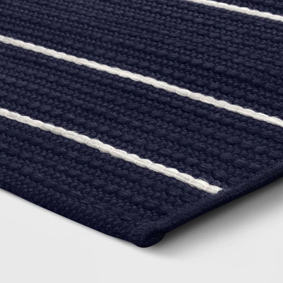 7'x10' Thin Stripe Rectangular Woven Outdoor Area Rug Navy/Ivory - Threshold™ 4 7'x10' Thin Stripe Rectangular Woven Outdoor Area Rug Navy/Ivory - Threshold™ - Image 2