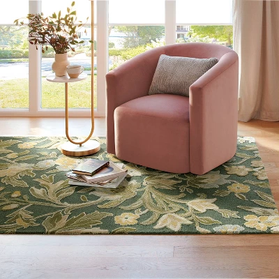 5'x7' Floral Handtufted Area Rug Dark Green - Threshold™ 3 5'x7' Floral Handtufted Area Rug Dark Green - Threshold™