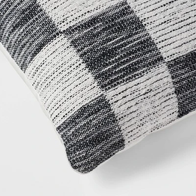 18"x18" Modern Woven Checkerboard Square Decorative Pillow Black - Threshold™: Cotton Fabric, Indoor Paisley & Floral Design 5 18"x18" Modern Woven Checkerboard Square Decorative Pillow Black - Threshold™: Cotton Fabric, Indoor Paisley & Floral Design - Image 3