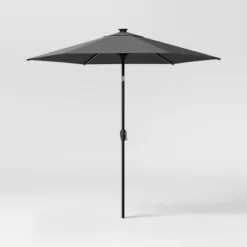 8' Round Solid Solar Outdoor Patio Market Umbrella With Black Pole - Threshold™ 18 8' Round Solid Solar Outdoor Patio Market Umbrella With Black Pole - Threshold™ -Threshold GUEST ce0394e8 0c5f 4668 b185 a5feda666e47