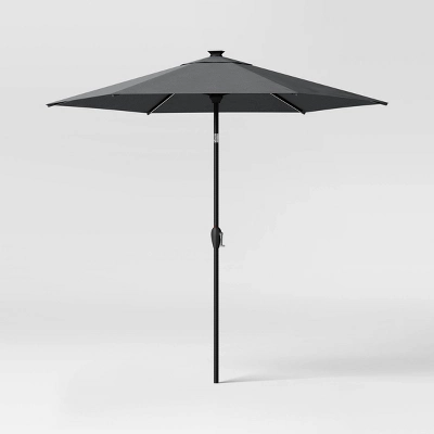 8' Round Solid Solar Outdoor Patio Market Umbrella With Black Pole - Threshold™ 10 8' Round Solid Solar Outdoor Patio Market Umbrella With Black Pole - Threshold™ - Image 8