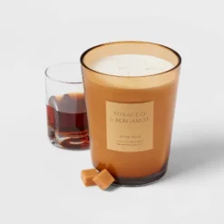 Colored Vase Glass With Dustcover Tobacco And Bergamot Candle Yellow - Threshold™ 10 Colored Vase Glass With Dustcover Tobacco And Bergamot Candle Yellow - Threshold™ -Threshold GUEST cedda737 4d61 46dc 8940 71dbc6ecccd9