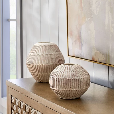 Small Carved Cream Vase - Threshold™ Designed With Studio McGee 3 Small Carved Cream Vase - Threshold™ Designed With Studio McGee