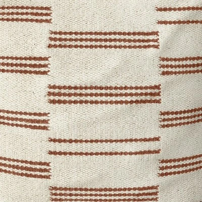 Palmette Wool Kilim Style Pouf With Removable Fill Cream With Rust Stripe - Threshold™ 5 Palmette Wool Kilim Style Pouf With Removable Fill Cream With Rust Stripe - Threshold™ - Image 3