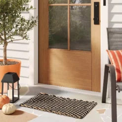 Threshold 21 1'6"x2'6" Rope Braided Basket Weave Doormat Black/Brown/Cream - Threshold™