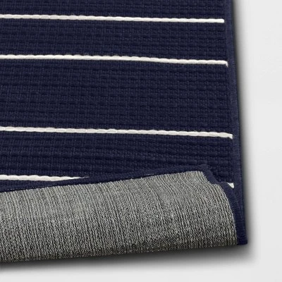 7'x10' Thin Stripe Rectangular Woven Outdoor Area Rug Navy/Ivory - Threshold™ 5 7'x10' Thin Stripe Rectangular Woven Outdoor Area Rug Navy/Ivory - Threshold™ - Image 3