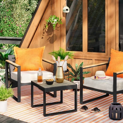 7'x10' Narrow Wornstripe Rectangular Woven Outdoor Area Rug Coral Orange - Threshold™ 3 7'x10' Narrow Wornstripe Rectangular Woven Outdoor Area Rug Coral Orange - Threshold™