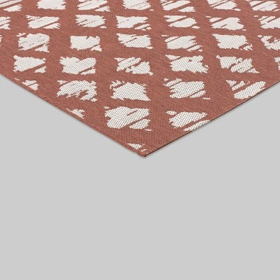 5' X 7' Diamond Outdoor Rug Orange - Threshold™ 4 5' X 7' Diamond Outdoor Rug Orange - Threshold™ - Image 2