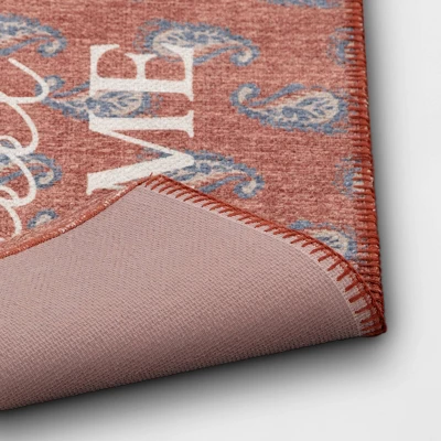 1'8"x2'10" Washable 'Home Sweet Home' Paisley Accent Rug Red - Threshold™ 5 1'8"x2'10" Washable 'Home Sweet Home' Paisley Accent Rug Red - Threshold™ - Image 3