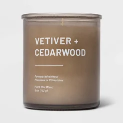 Glass Jar Vetiver And Cedarwood Candle Brown - Threshold™ -Threshold GUEST dfa4fefe 0ef4 4373 802b 4787eff784da
