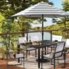 9' Round Cabana Stripe Outdoor Patio Market Umbrella With Black Pole - Threshold™