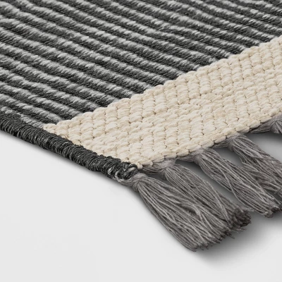 7'x10' Oversized Stripe Outdoor Rug Charcoal Gray - Threshold™ 4 7'x10' Oversized Stripe Outdoor Rug Charcoal Gray - Threshold™ - Image 2