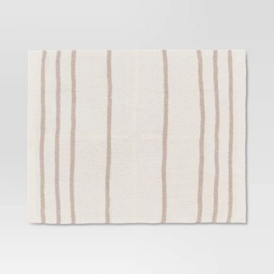 Cozy Feathery Knit Border Striped Throw Blanket - Threshold™ 4 Cozy Feathery Knit Border Striped Throw Blanket - Threshold™ - Image 2