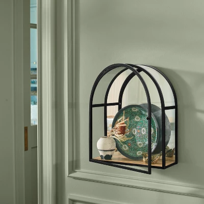 12"x14" Arched Mirrored Display Box Black - Threshold™: Modern Vertical Decor With Shelf 3 12"x14" Arched Mirrored Display Box Black - Threshold™: Modern Vertical Decor With Shelf