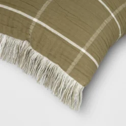 Oversized Cotton Gauze Grid Lumbar Throw Pillow Olive Green - Threshold™ -Threshold GUEST ece980f7 5377 40de bc2f d931b57617cf