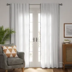 1pc 54"x84" Light Filtering Stitched Edge Curtain Panel Cream - Threshold™