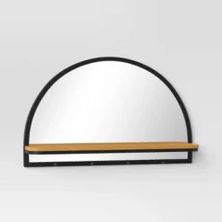 24"x15" Arch Wall Mirror With Shelf And Pegs Brown/Black - Threshold™: Modern Style, Horizontal Orientation, Includes Mounting Hardware 6 24"x15" Arch Wall Mirror With Shelf And Pegs Brown/Black - Threshold™: Modern Style, Horizontal Orientation, Includes Mounting Hardware -Threshold GUEST ee126745 6b8d 47f3 8fc3 c7993f473dbb