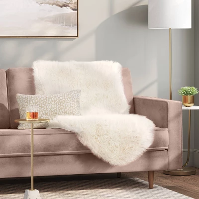 Faux Fur Pelt Throw Blanket Ivory - Threshold™ 3 Faux Fur Pelt Throw Blanket Ivory - Threshold™