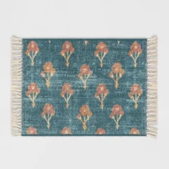Washable Floral Block Printed Blue Rug Blue - Threshold™ 8 Washable Floral Block Printed Blue Rug Blue - Threshold™ -Threshold GUEST f1da6512 8409 4f42 b641 c97fb7f96289