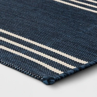 4' X 6' Outdoor Rug Stripe Navy - Threshold™ 4 4' X 6' Outdoor Rug Stripe Navy - Threshold™ - Image 2