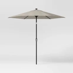 8' Round Solid Solar Outdoor Patio Market Umbrella With Black Pole - Threshold™ 19 8' Round Solid Solar Outdoor Patio Market Umbrella With Black Pole - Threshold™ -Threshold GUEST f679aed4 3e85 415c b201 e5d027edf100