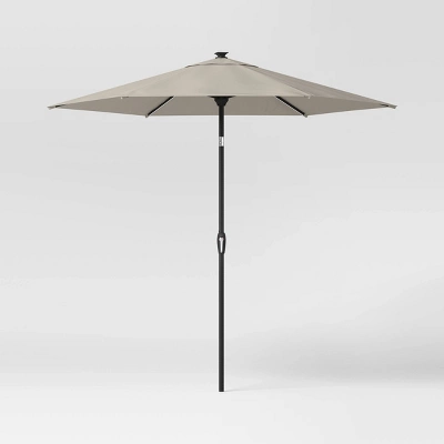 8' Round Solid Solar Outdoor Patio Market Umbrella With Black Pole - Threshold™ 11 8' Round Solid Solar Outdoor Patio Market Umbrella With Black Pole - Threshold™ - Image 9