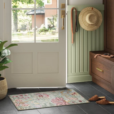 2'x3' Comfort Mat Floral Accent Rug Sage Green - Threshold™ 3 2'x3' Comfort Mat Floral Accent Rug Sage Green - Threshold™